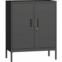 Rolipo Lockable Metal Storage Cabinet With Adjustable Shelves in Black