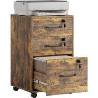 Rolipo 3-Drawer Wood Effect Filing Cabinet in Brown