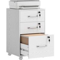 Rolipo 3-Drawer Wood Effect Filing Cabinet in White