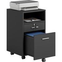 Rolipo 2-Drawer Lockable Mobile Filing Cabinet With Wheels in Black