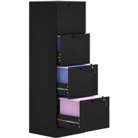 Rolipo 4-Drawer Lockable Filing Cabinet With A4 Letter Hanging Rails in Black