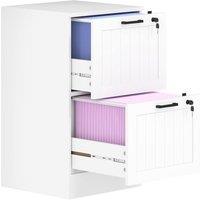 Rolipo 2-Drawer Lockable Filing Cabinet With A4 Letter Hanging Rails in White