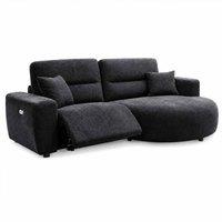 Furnishings For Less UK Denton Black Right Hand Electric Recliner Chaise Sofa Chenille Fabric