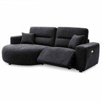 Furnishings For Less UK Denton Black Left Hand Electric Recliner Chaise Sofa Chenille Fabric