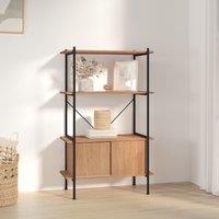 Berkfield Home 4-Tier Shelving Unit with Cabinet 80x40x130 cm Steel & Engineered Wood in Brown | Size: 80 x 40 x 130 cm