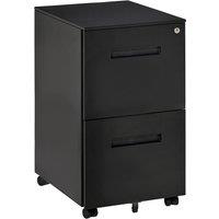 Rolipo 2-Drawer Lockable Steel Mobile Filing Cabinet For A4 Letter Legal in Black