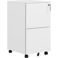 Rolipo 2-Drawer Lockable Steel Mobile Filing Cabinet With 5 Wheels in White