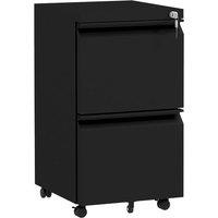 Rolipo 2-Drawer Lockable Steel Mobile Filing Cabinet For A4 Letter Legal in Black