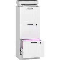 Rolipo 3-Drawer Lockable Filing Cabinet With A4 Letter Hanging Rails in White