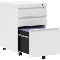Rolipo 3-Drawer Mobile Steel Filing Cabinet With Anti-Tilt Lock in White