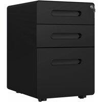 Rolipo 3-Drawer Lockable Vertical Filing Cabinet With Anti-Tilt Design in Black