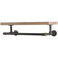 Garden Sanctuary Wall Mounted Storage Shelf with Metal Pipe Towel Rack in Natural