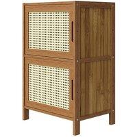 Garden Sanctuary 2-Tier Nightstand Bedside Table in Natural