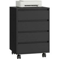 Rolipo 4-Drawer Mobile Office Filing Cabinet With Wheels in Black