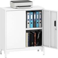 Rolipo 2-Tier Lockable Metal Storage Cabinet With Double Doors in White