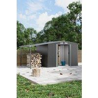 Garden Sanctuary Metal Outdoor Garden Storage Tool Shed with Lean-to in Grey