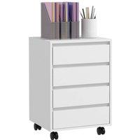 Rolipo 4-Drawer Mobile Office Filing Cabinet With Wheels in White