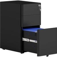 Rolipo 3-Drawer Lockable Steel Filing Cabinet in Black
