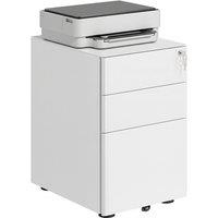 Rolipo 3-Drawer Lockable Steel Mobile Filing Cabinet For A4 Letter Legal in White