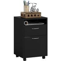 Rolipo 2-Drawer Mobile Filing Cabinet & Printer Stand With Open Shelf in Black