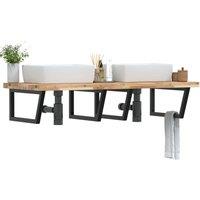 Berkfield Home Basin Shelf Wall Mounted Steel & Solid Wood Acacia in Brown