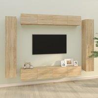 Berkfield Home 8 Piece TV Cabinet Set Sonoma Oak Engineered Wood in Brown