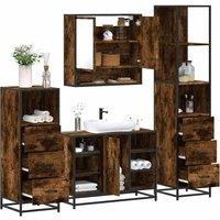 Berkfield Home 4 Piece Bathroom Furniture Set Smoked Oak Engineered Wood