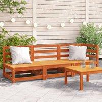 Berkfield Home Garden Sofa 3-Seater Wax Brown Solid Wood Pine