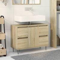 Berkfield Home Bathroom Cabinet Sonoma Oak 80x33x60 cm Engineered Wood in Brown | Size: 80 x 33 x 60 cm