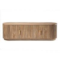 CALICOSY ACHILLE TV Unit With 4 Oak-Effect Doors & Rounded Slat Fronts, 160 in Light Brown