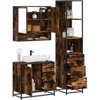 Berkfield Home 3 Piece Bathroom Furniture Set Smoked Oak Engineered Wood in Brown