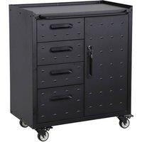 sweeek Low storage cabinet for garages with 4 drawers & a door in Black