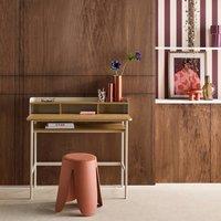 sweeek Metal desk with wood decor 3 niches in Beige