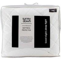 surrey down Luxury Quilted Waterproof Mattress Protector in White | Size: King Fitted