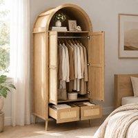 STILVORA Wardrobe with 2 Doors & 2 Drawers in Natural Oak