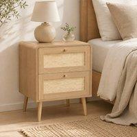 STILVORA Set of 2 Bedside Tables with 2 Drawers, Natural Oak