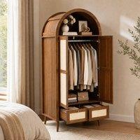 STILVORA Arched Wardrobe with 2 Doors & 2 Drawers in Brown