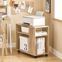 SoBuy 2-Tier Rolling End Table - Wheeled Storage in Light Oak