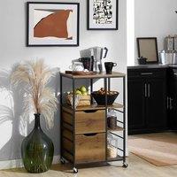 SoBuy Kitchen Storage Trolley - 2 Drawers & 3 Shelves in Brown
