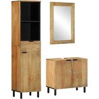 Berkfield Home 3 Piece Bathroom Furniture Set Brown Solid Wood Mango