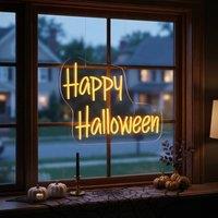 Garden Greatness Orange Happy Halloween Neon Wall Sign | Size: 1 Pack