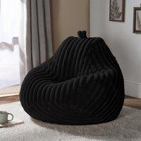 OHS Ribbed Fleece Bean Bag Chair Gaming Filled Seat in Black