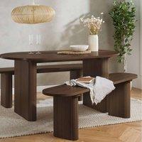 Birlea Axel Oval Fluted Dining Table With 2 Benches in Brown