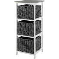 LIVIVO 3 Drawer 'Habi' Scandi Style Bedside Storage Cabinet - Large in Black
