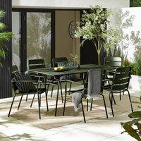 FurnitureboxUK Furniturebox UK Leros Metal 6 Seat Garden Dining Set in Green | Size: 6 Person
