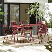 FurnitureboxUK Furniturebox UK Leros Metal 6 Seat Garden Dining Set in Red | Size: 6 Person