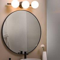Wyld and Coco 3-Light Wall Lamp - Milky Glass Shades Matte Black Iron