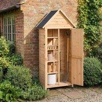 Wyld and Coco Outdoor Garden Shed Natural Fir Wood Double Doors with Storage