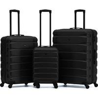 Flight Knight Set of 3 Hard Shell Suitcase Cabin & Check in Cases with TSA Lock in Jet Black | Size: 3 Pack