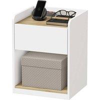 HOMCOM Bedside Table with Drawer & Shelf, White & Oak